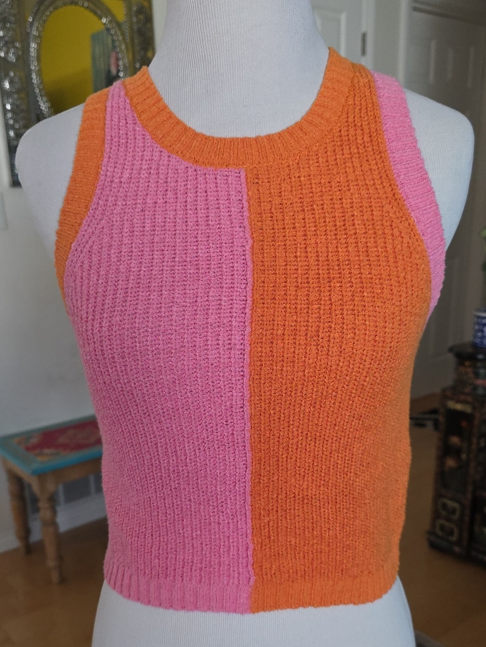 H&M Pink and Orange Split Knit Tank